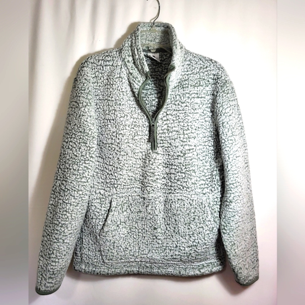 Royal Class gray wool look 1/4 zip sweatshirt women's M  #1342